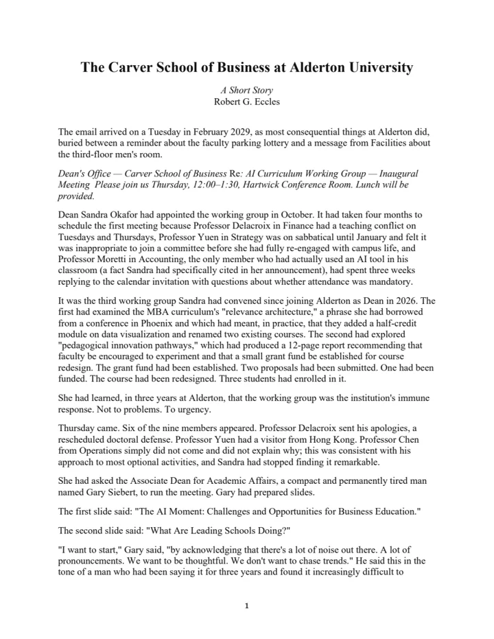 First page of The Carver School of Business