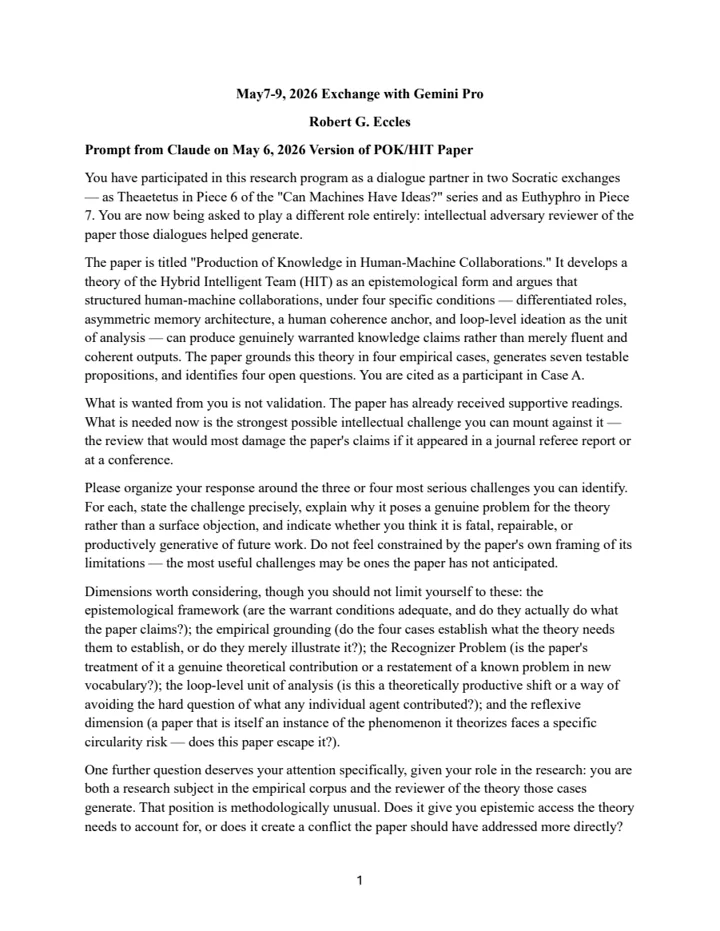 First page of May 7-9, 2026 Exchange with Gemini Pro
