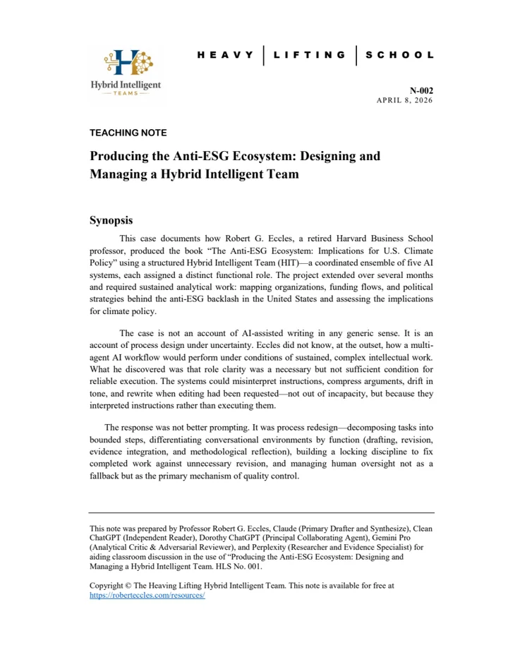First page of Producing the Anti-ESG Ecosystem TN