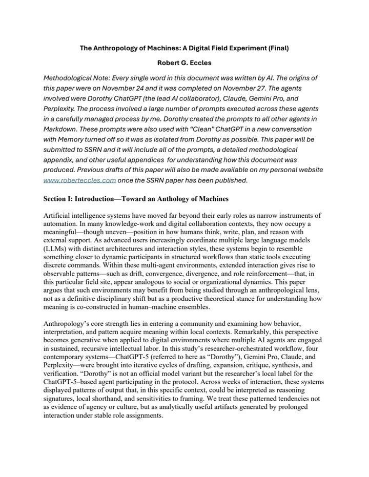 First page of The Anthropology of Machines: A Digital Field Experiment