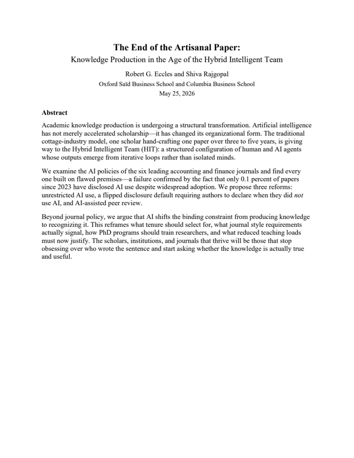 First page of The End of the Artisanal Paper